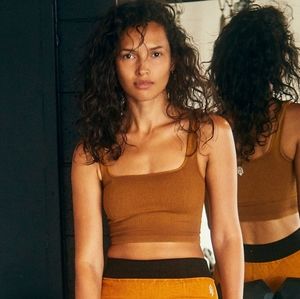 Happiness Runs Square Neck Crop Tank